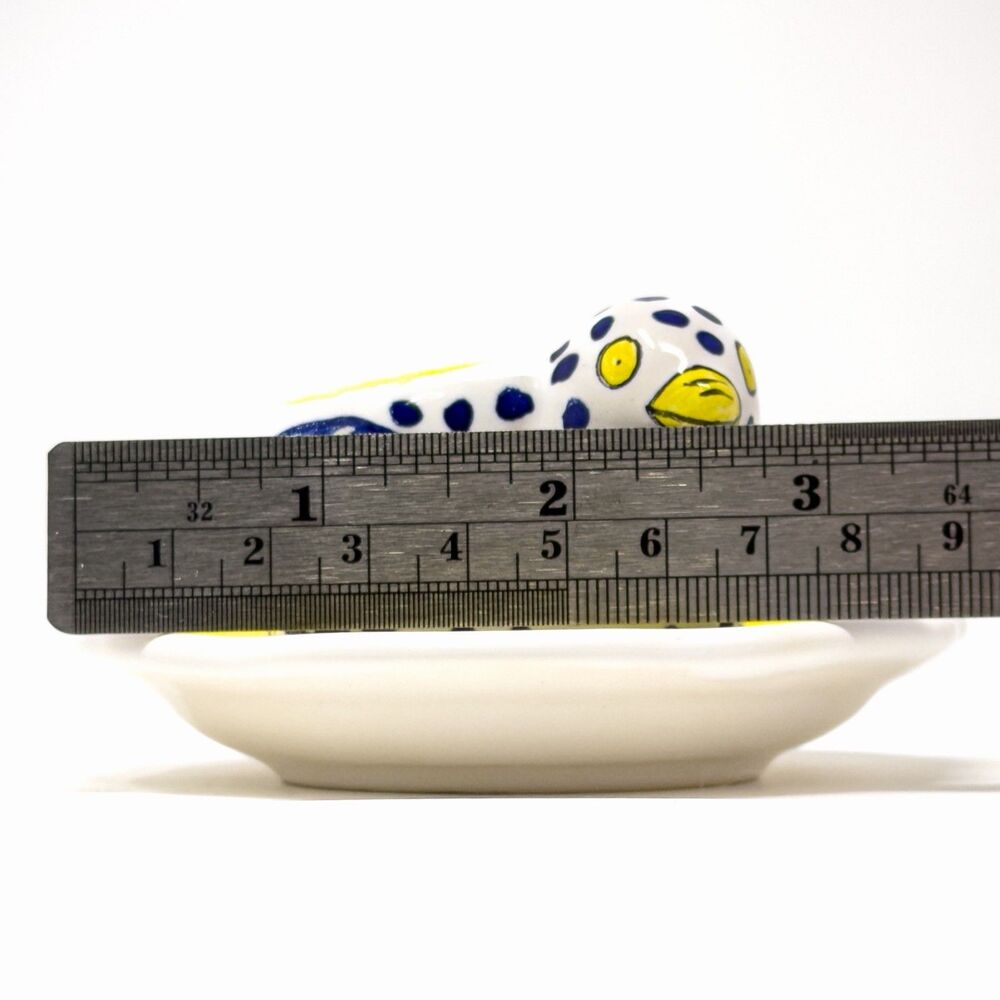Quimper HB Henriot Bird Dish Blue White Yellow French Pottery Signed - Picture 8 of 8